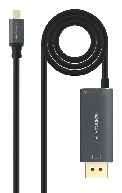 Adapter Nanocable 10.15.5012 USB-C DisplayPort 1.4 8K PD 100W 1,8m