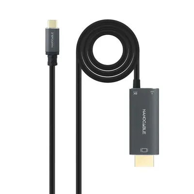 Kabel Nanocable USB-C auf HDMI 2.1 und USB-C PD 100W Schwarz 1,8 m