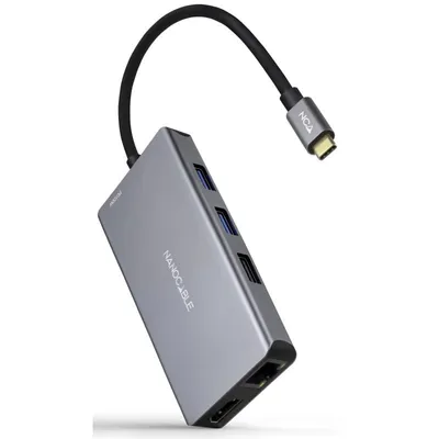 Nanocable Docking Hub 9 in 1 USB-C zu HDMI/RJ45/USB 3.2/USB-C PD/Kartenleser