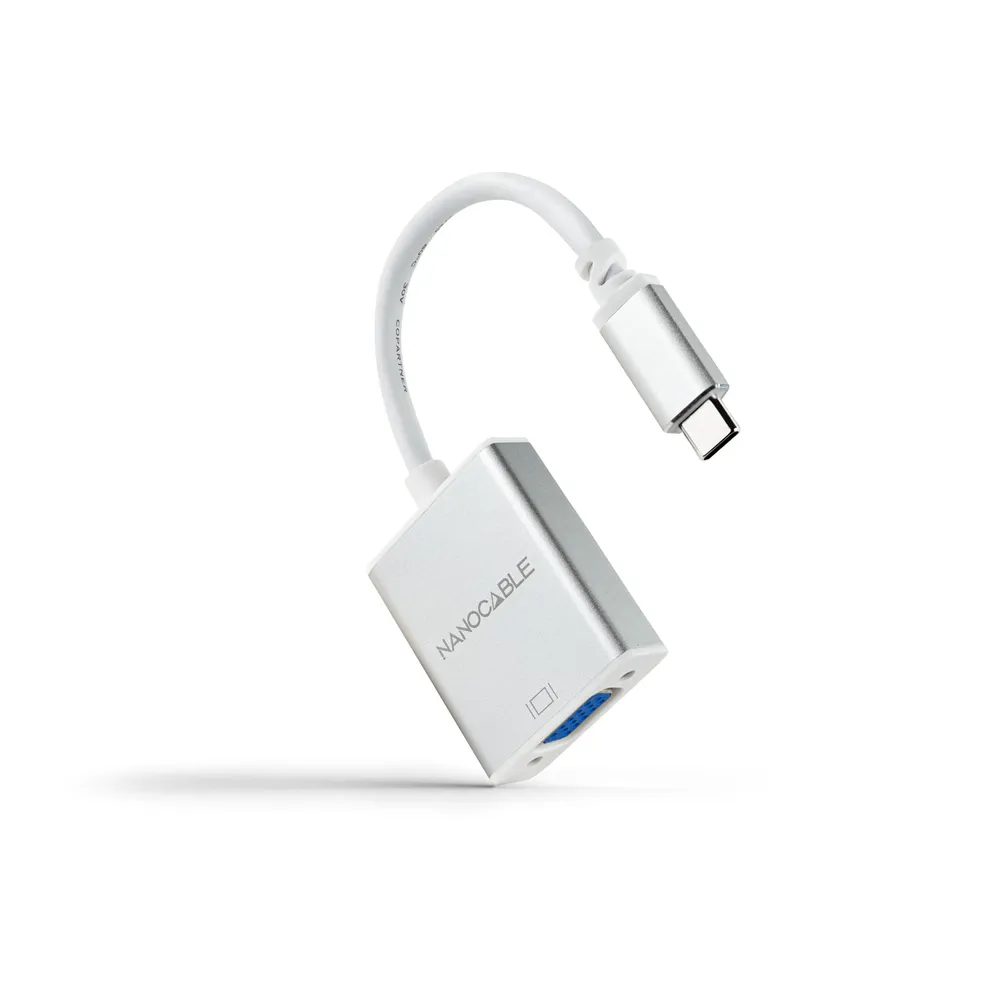 Nanocable USB-C-zu-VGA-Konverter USB-C/M-VGA/H Aluminium 10 cm