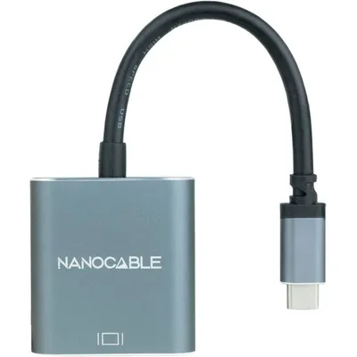 Nanocable USB-C 3.1 auf VGA Adapter Stecker/Buchse 10cm Grau