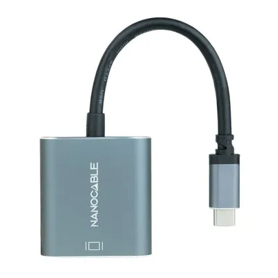 Nanocable USB-Typ-C-Stecker auf DVI-D (24+1) Buchse, Konverterkabel, 15 cm, Grau