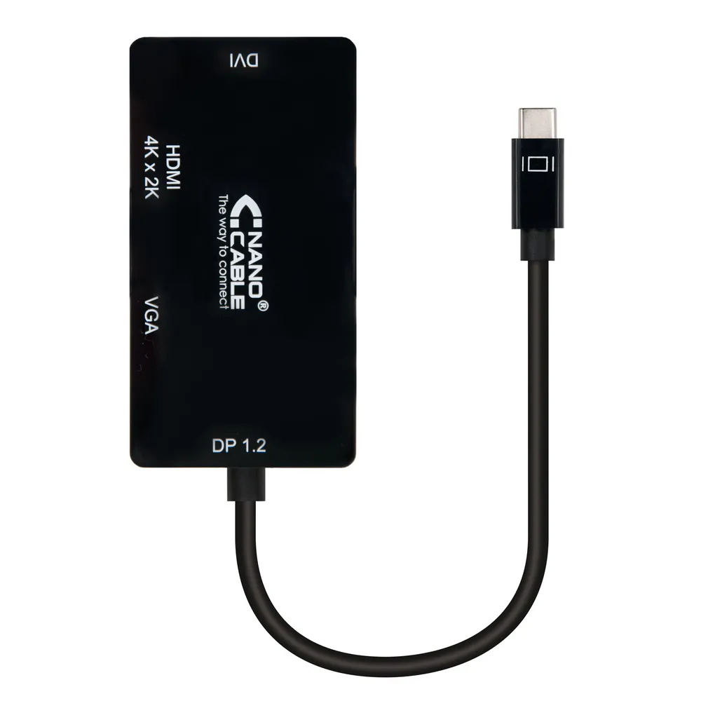 Nanocable USB-C auf VGA/DVI/HDMI Konverter USB-C/M-VGA/H-DVI/H-HDMI/H Schwarz 10 cm
