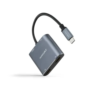 Nanocable USB-C auf 2xHDMI/USB2.0/PD Konverter 15 cm Grau