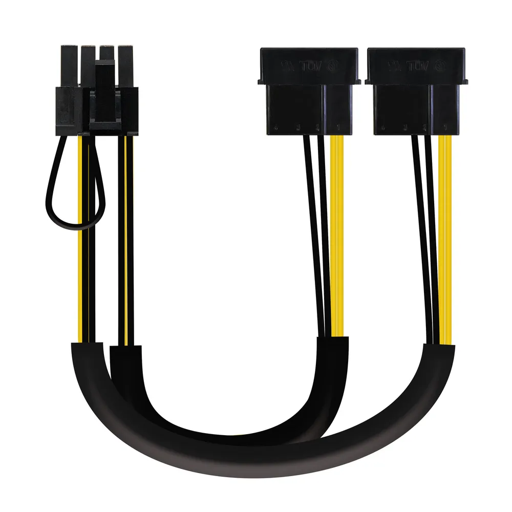 Nanocable Stromkabel 2xMolex auf PCIe 20cm Schwarz