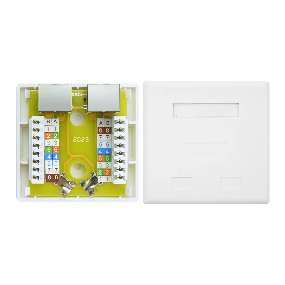 Nanocable Surface Rosette RJ45 Cat.6 FTP 2 Buchsen Weiß