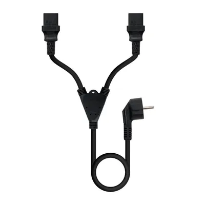 Nanocable Stromkabel Schuko CEE7/7 Stecker auf 2xC13 Buchse 1,8m Schwarz