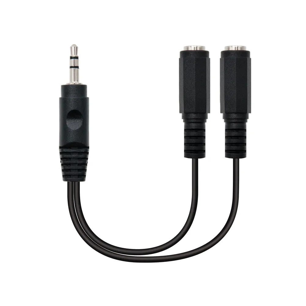 Nanocable Stereo-Audiokabel, 3,5-mm-Stecker auf 2x 3,5-mm-Buchse, 15 cm, Schwarz