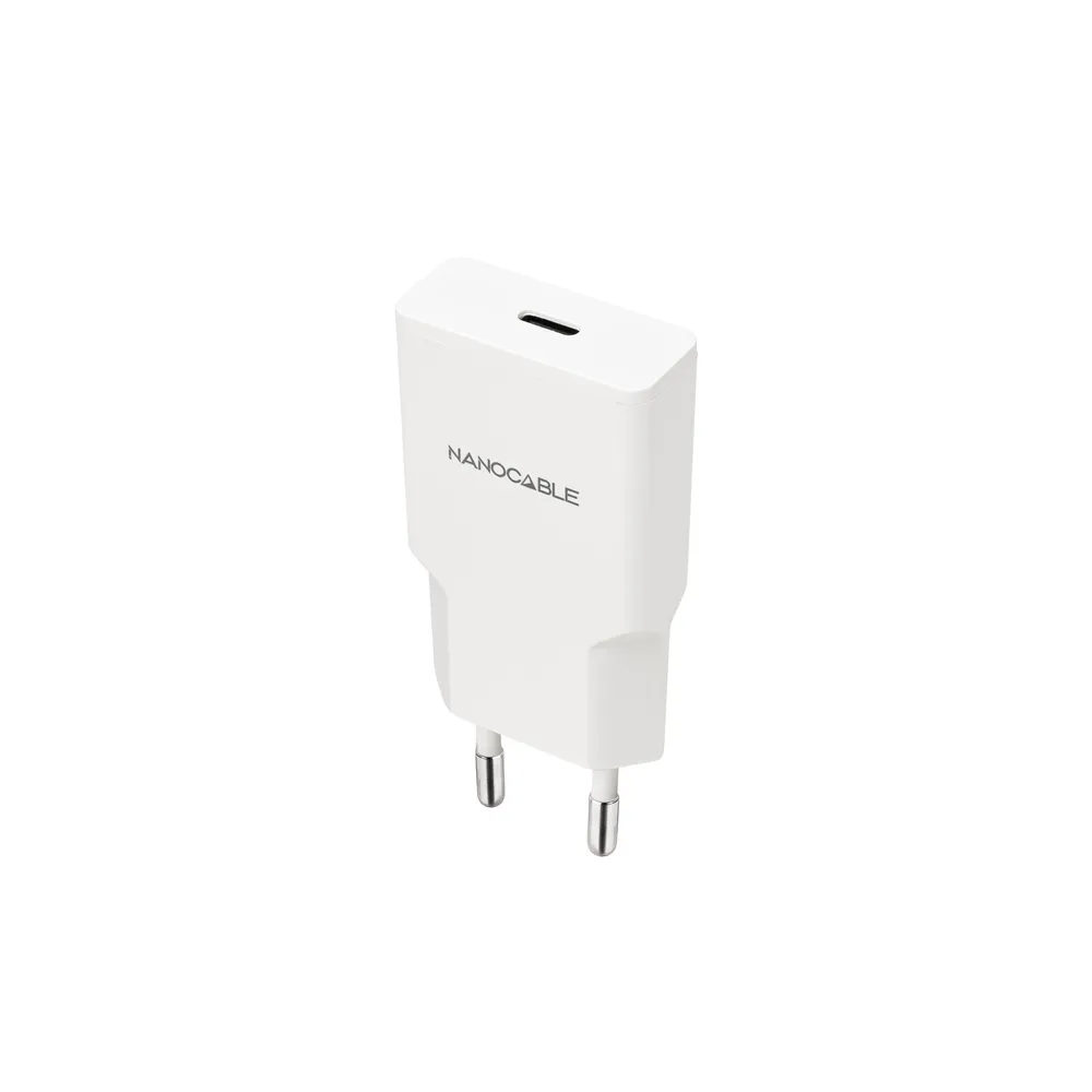 Ladegerät Nanocable 25W USB-C PD Schnellladefunktion Weiß kompakt