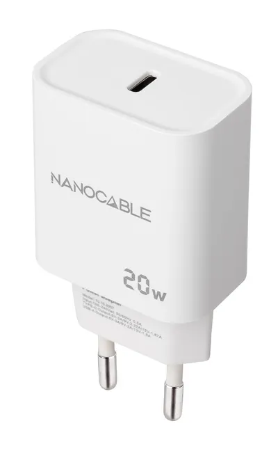 Ladegerät Nanocable USB-C PD 20W Weiß USB-C 9V Ladegerät