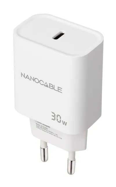 Wandladegerät Nanocable USB-C PD 30W Weiß USB-C Ladegerät 30W Wandladegerät Weiß