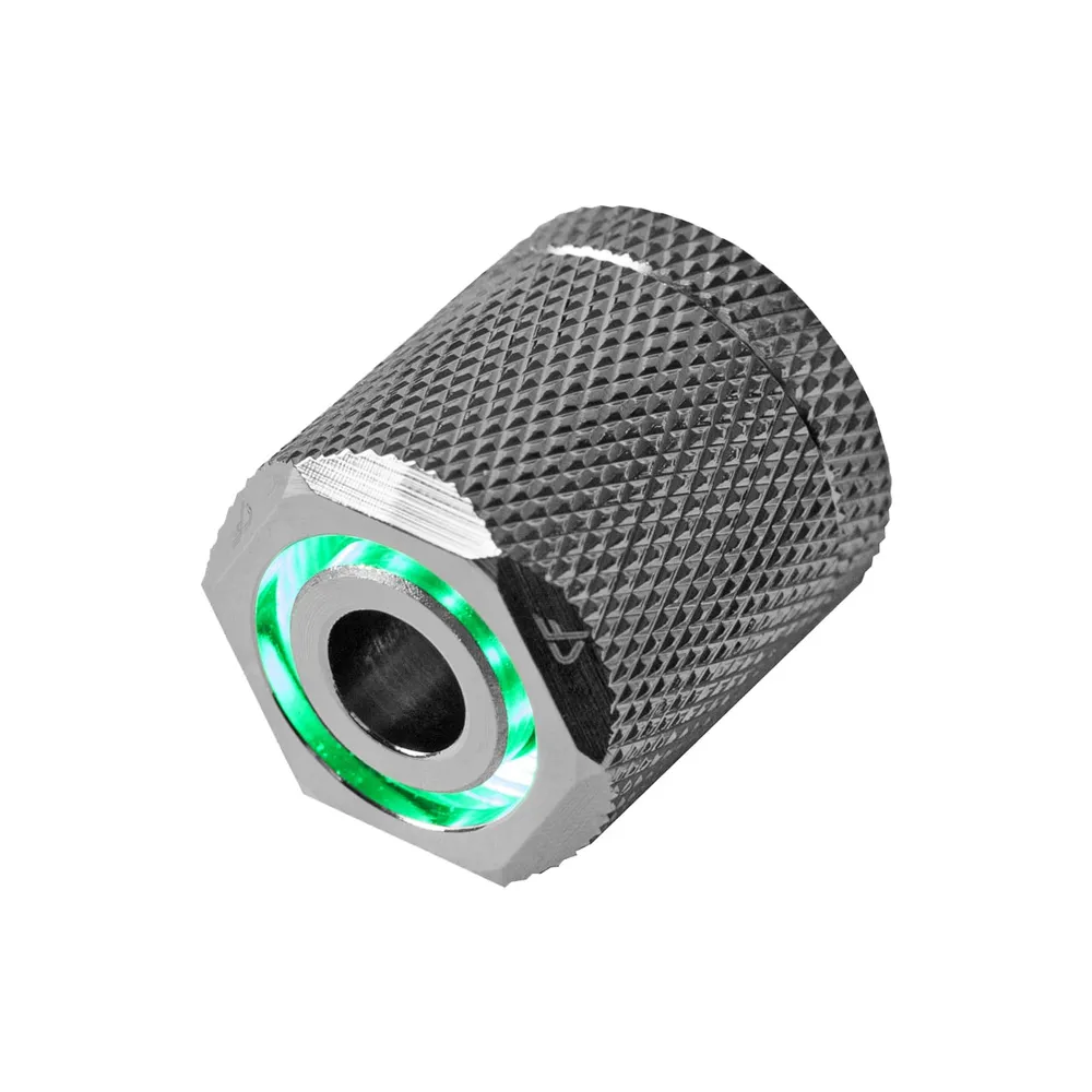 Nanoxia CoolForce LED-Armatur 16/13 Grün Nickel Außengewinde LED für Kühlrohre