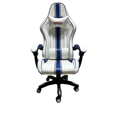 NASA ATLANTIS BIS Gaming-Stuhl, Blau/Weiß, Kunstleder, 120 kg, Verstellbar