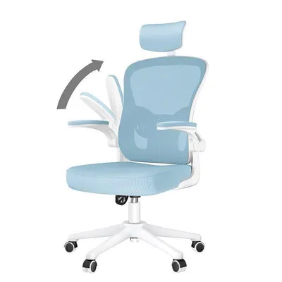Bürostuhl Naspaluro Ergonomisch mit 2D Armlehnen und Kopfstütze Blau
