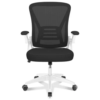 Ergonomischer Bürostuhl Naspaluro mit Rollen, verstellbarer Rückenlehne Schwarz-Weiß