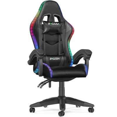Gaming-Stuhl Naspaluro LED RGB Professionell Kopfstütze Lendenwirbelstütze