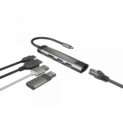 Adapter Natec Fowler Go USB-C Ethernet 1000Mbps Power Delivery 100W Aluminium