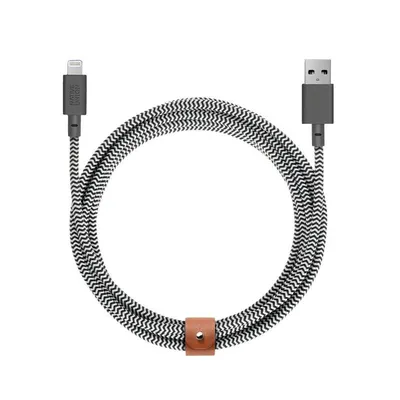 Lightning Kabel Native Union Belt Cable XL 3 m USB A Leder Nylon Schwarz Weiß