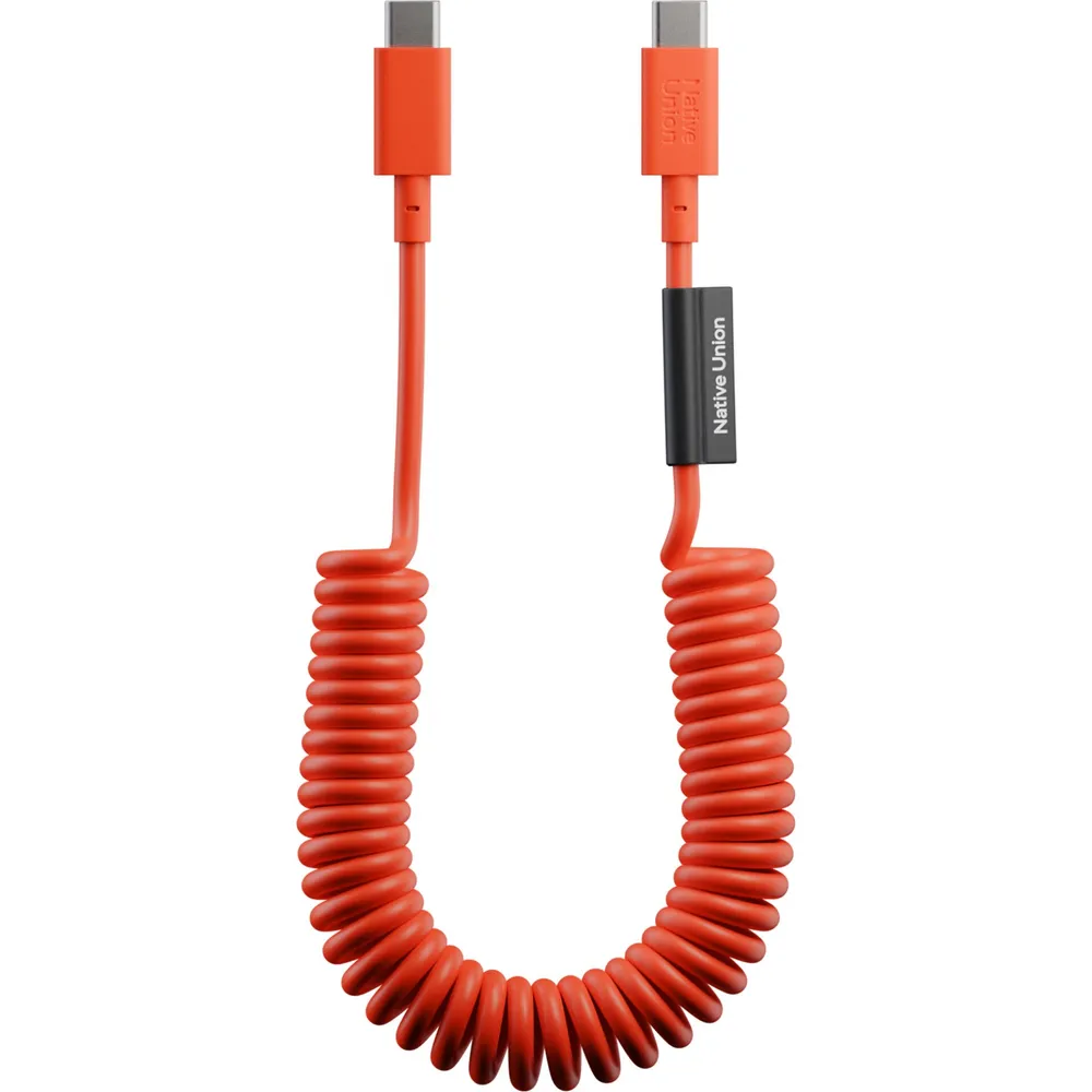 Native Union Pop USB-C auf USB-C Spiralkabel, Alarm Red, 1,2m, 60W