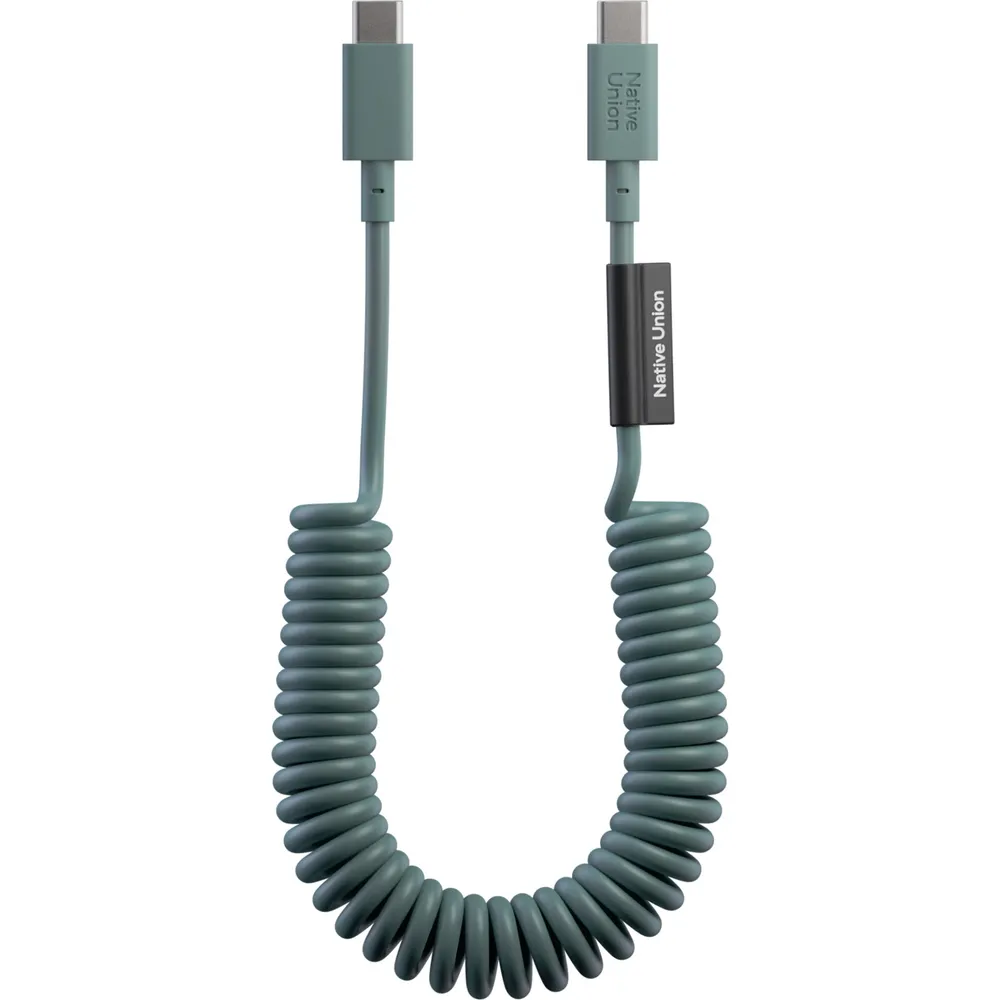 Native Union Pop USB-C auf USB-C Spiralkabel, Grün, 1,2m, 60W