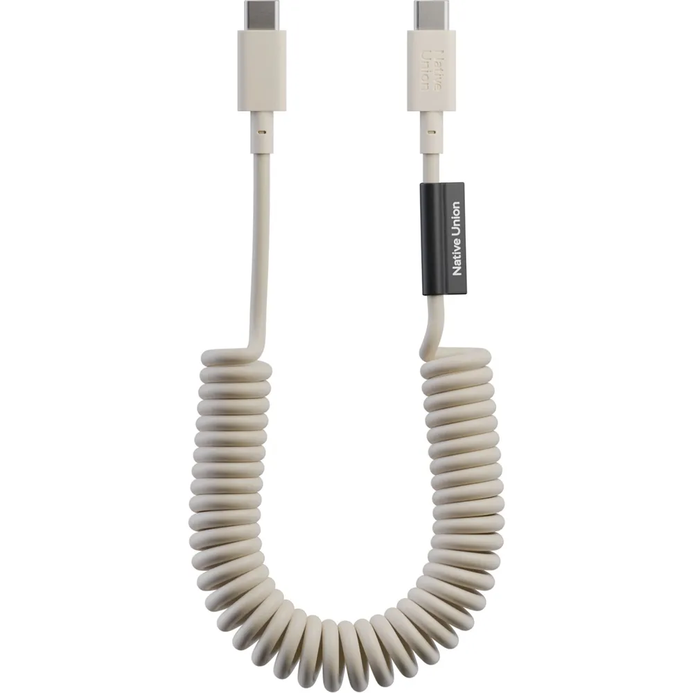 Native Union Pop USB-C auf USB-C Spiralkabel, Sandstone, 1,2m, 60W