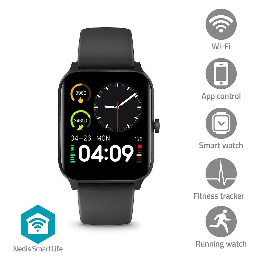 Nedis SmartLife-Uhr LCD IP68 Maximale Betriebszeit: 14400 min Android™ / IOS Schwarz