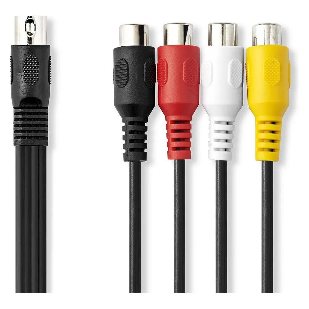 Nedis DIN-Audio-Kabel DIN 5-Pin Stecker 4x RCA Buchse Vernickelt 0.20 m Rund PVC Schwa