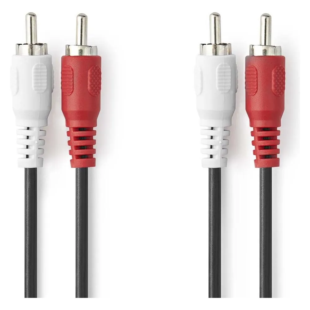 Nedis Stereo-Audiokabel 2x RCA Stecker 2x RCA Stecker Vernickelt 2.00 m Rund Schwarz L