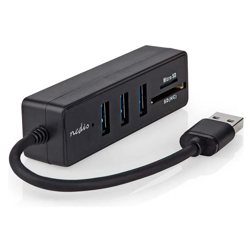 Hub Nedis 5 Ports 5 Gbit/s CCGB61250BK01 USB 3.2 Gen 1 SD/MicroSD-Reader