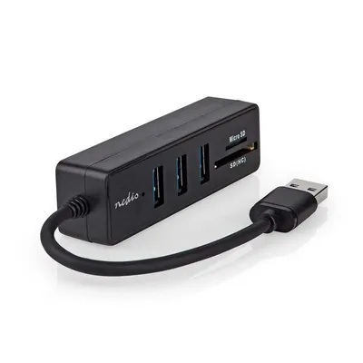 Hub Nedis 5 Ports 5 Gbit/s CCGB61250BK01 USB 3.2 Gen 1 SD/MicroSD-Reader