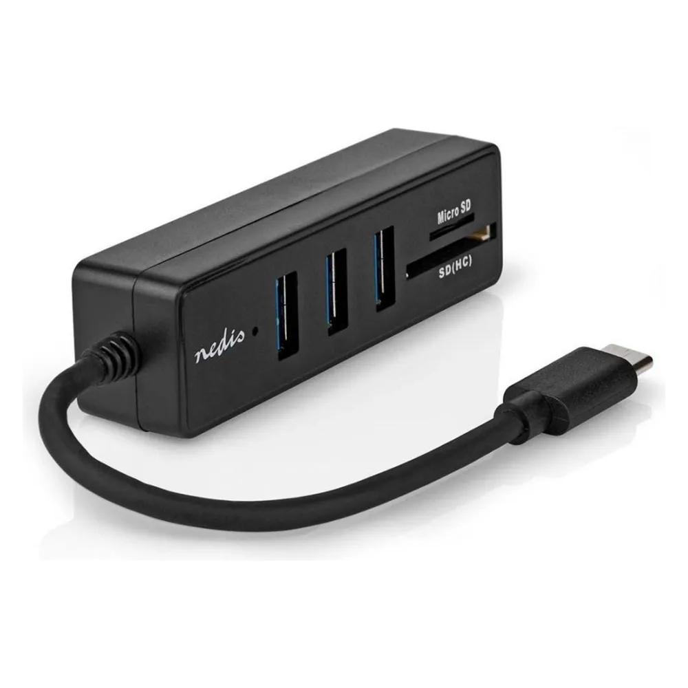 USB-C Hub NEDIS CCGB64250BK01 mit 3x USB-A 3.0 und SD/microSD Kartenleser
