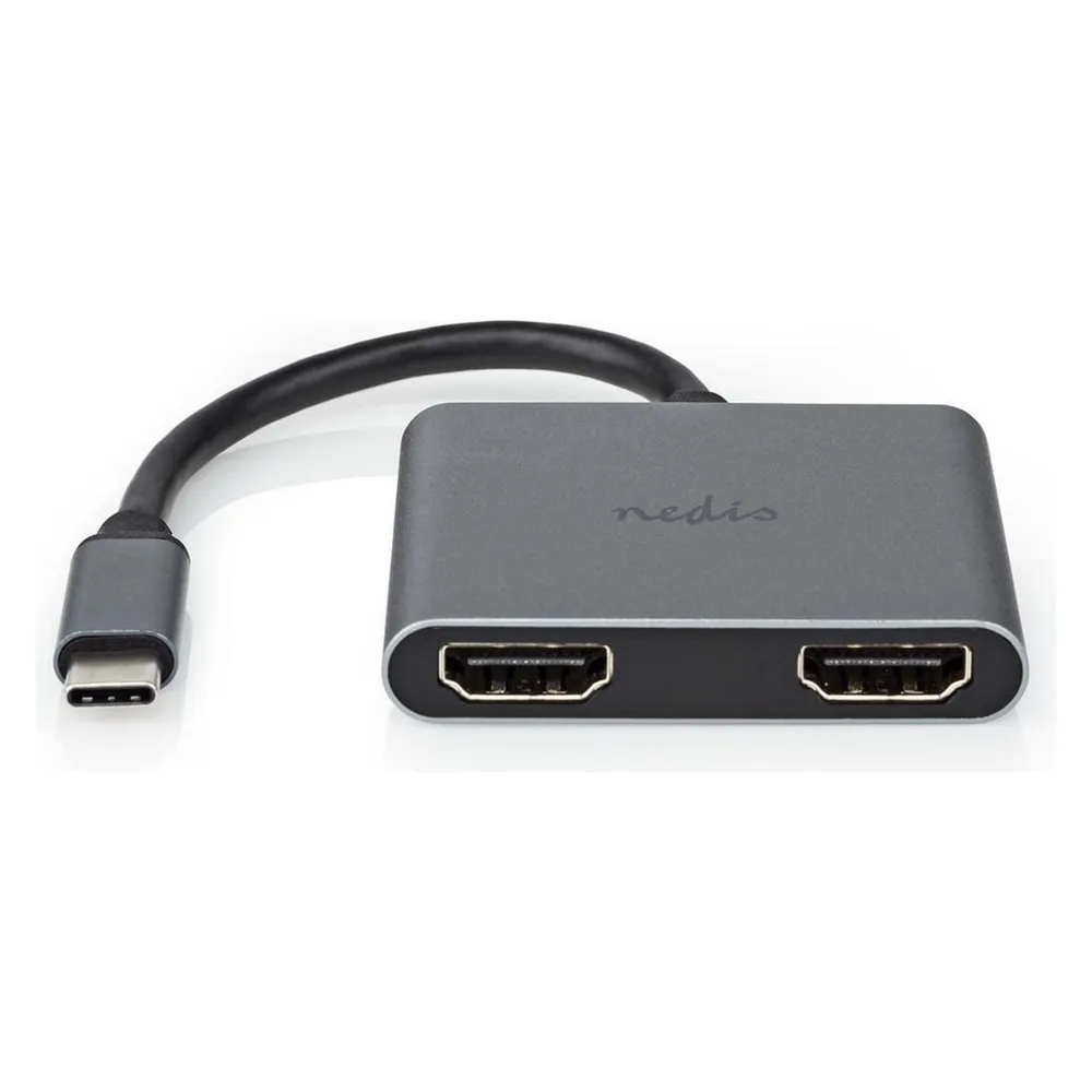 Adapter NEDIS CCGB64670BK01 USB-C zu 2x HDMI 4K Aluminium Schwarz