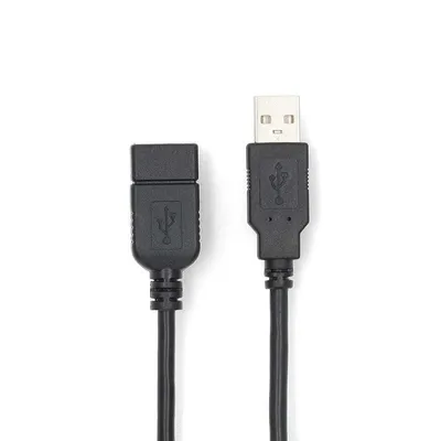 USB-Kabel NEDIS CCGL60010BK20 2 m USB 2.0 A Stecker auf A Buchse Schwarz