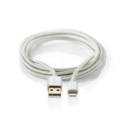 Handykabel NEDIS CCTB39300AL10 USB-A Lightning Aluminium 1 m Goldkontakte