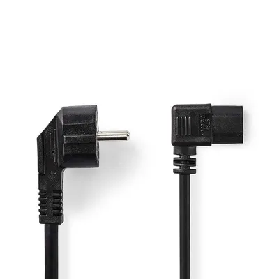 Netzkabel NEDIS CEGL10020BK20 2 m Schuko Stecker gewinkelt IEC 320 Schwarz