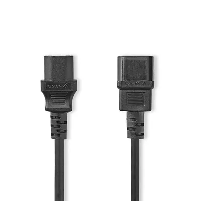 Stromkabel Nedis CEGL10500BK20 2m Schwarz C14 auf C13 PVC Kupfer