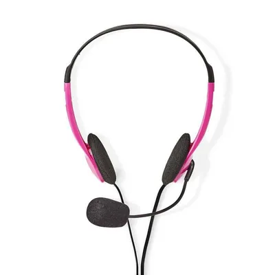 Auriculares Nedis CHST100PK con cable doble Jack 3,5 mm para Educación Rosa