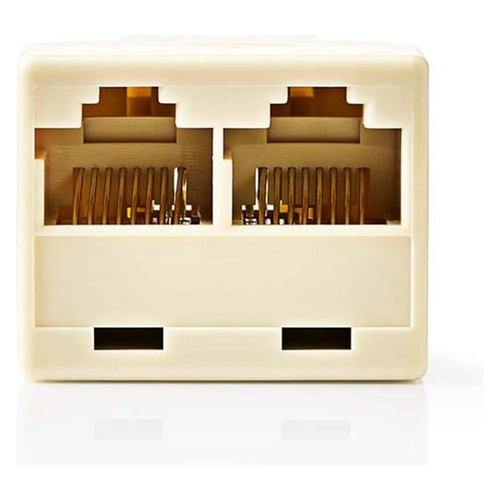 Nedis Telefon Network Splitter RJ45 Buchse 2x RJ45 Female Vernickelt Elfenbein PVC Box