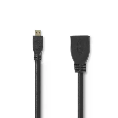 HDMI-Kabel Nedis CVGP34790BK02 Micro HDMI zu HDMI, 0,2 m, Schwarz, Ethernet, 4K