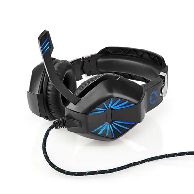Nedis GHST250BK Gaming Headset mit USB-Kabel und 3,5-mm-Klinke LED Schwarz