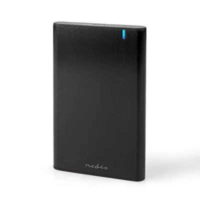 NEDIS HDDE25410BK 2,5"-Festplattengehäuse, schwarzes Aluminium, USB-A, USB-C