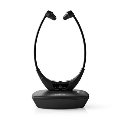 Nedis HPRF010BK kabellose und kabelgebundene RF Kopfhörer für TV, schwarz