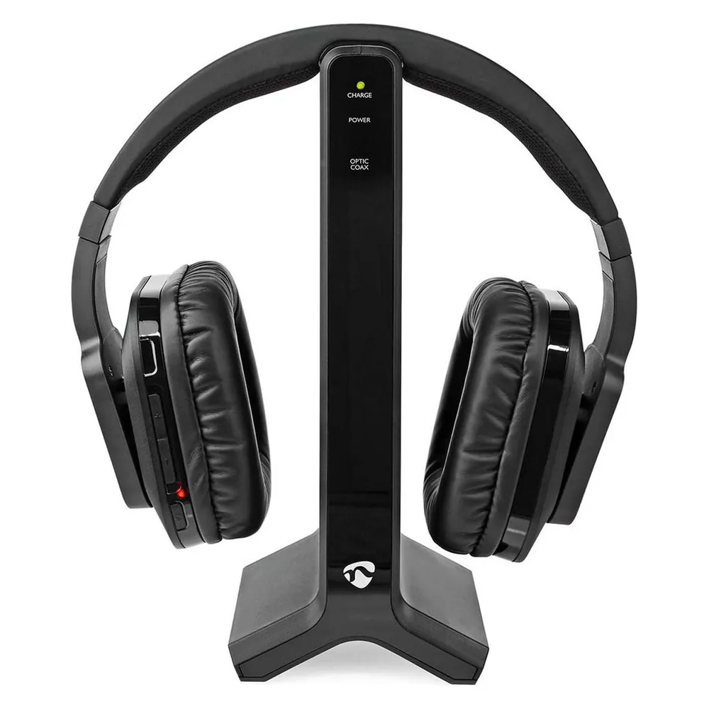 Auriculares Nedis HPRF321BK inalámbricos RF para TV con Base de Carga Negro