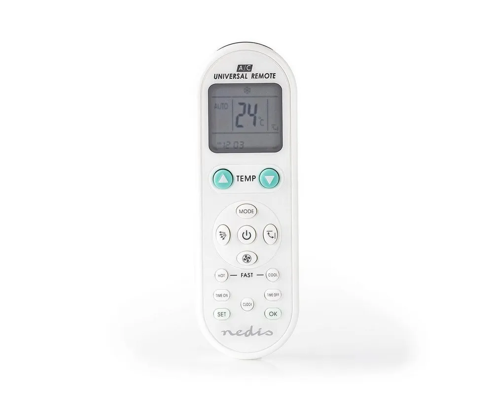 Nedis ACRC1WT Universal-Fernbedienung (Programmierung, 2x AAA/LR03, flexible Nutzung für Klimaanlagen)