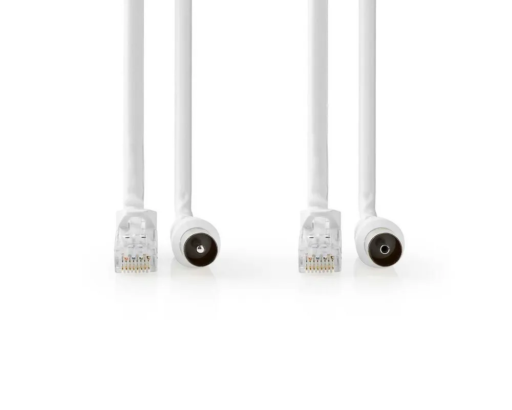 Nedis CSGL4500WT15 SAT-Kabel, Coax & Cat6 Kombikabel, Coax & Cat6 Kombikabel, Koaxial, RJ45, Internet und TV in einem Kabel für vielseitige Nutzung