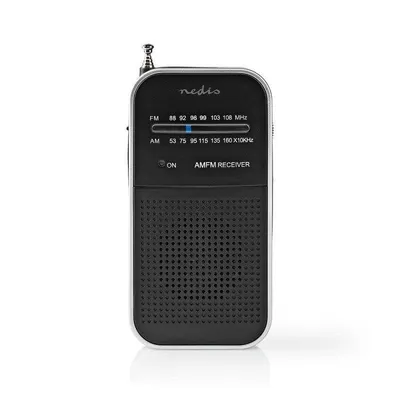Tragbarer Radio Nedis RDFM1110SI AM FM analog schwarz Lautsprecher und Kopfhörer