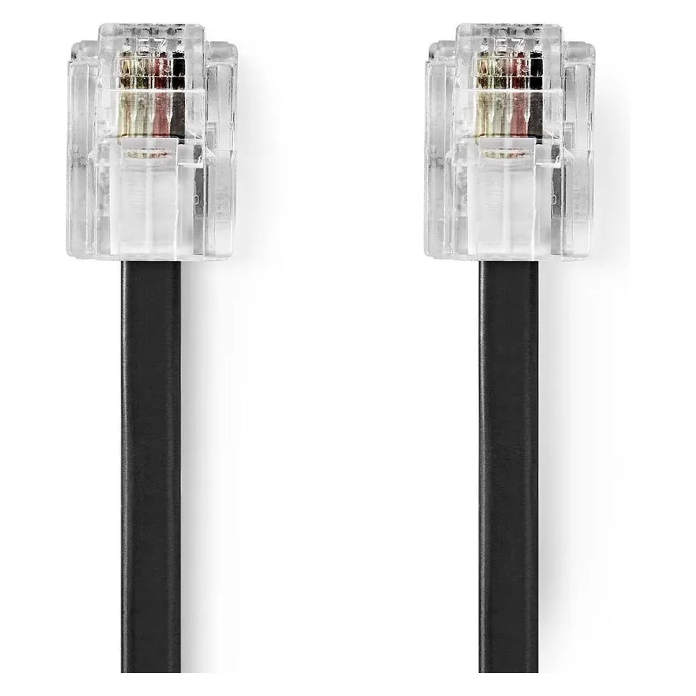 Nedis Telefonkabel - RJ11 Stecker - RJ11 Stecker - 10.0 m - Kabeldesign: Flach - Beschichtung: Vergo