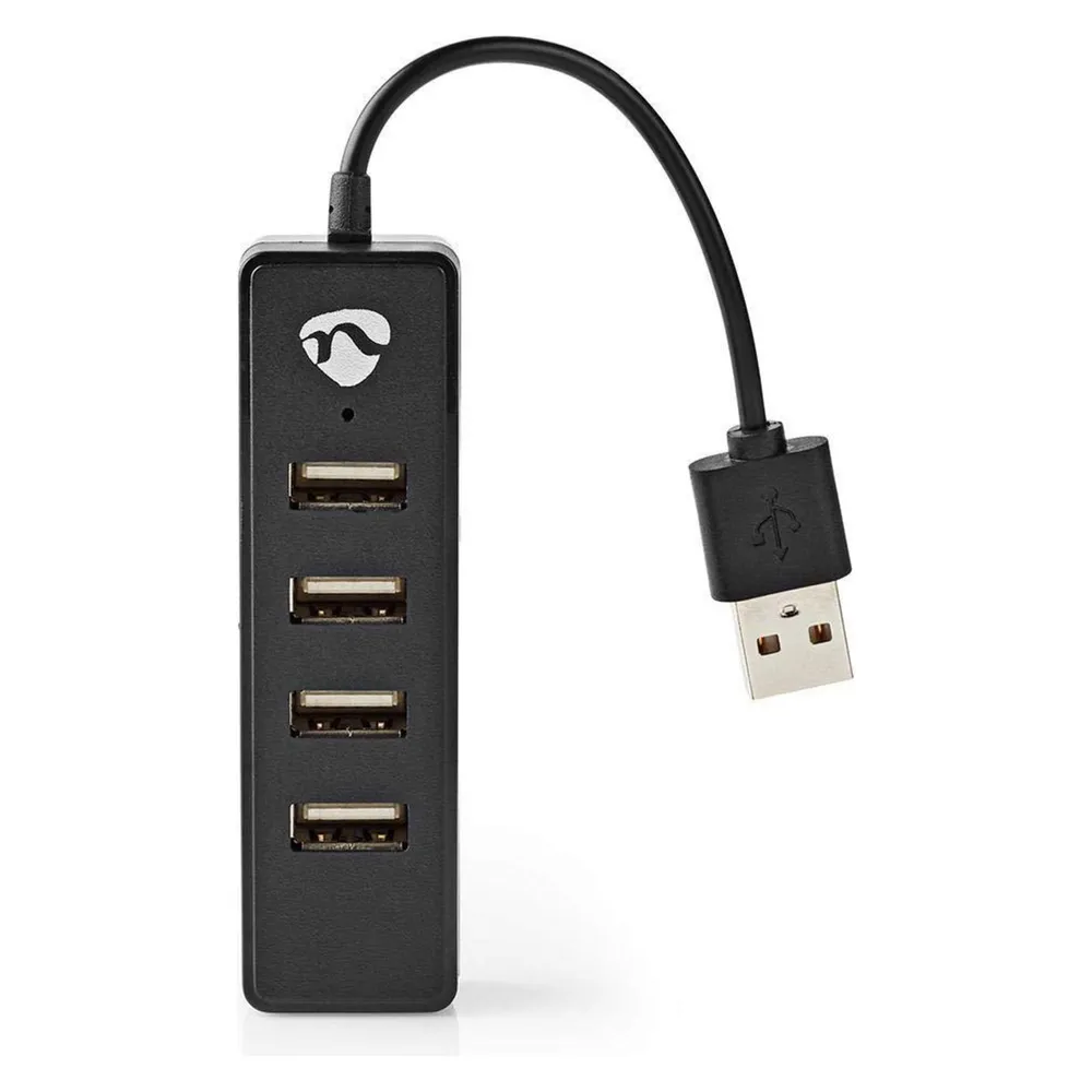 Hub NEDIS 4 Ports 480 Mbit/s Modell UHUBU2420BK USB 2.0 Kompakt