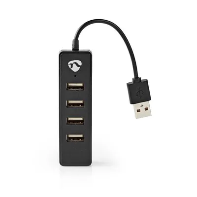 Hub NEDIS 4 Ports 480 Mbit/s Modell UHUBU2420BK USB 2.0 Kompakt