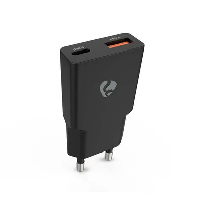 Wandladegerät NEDIS WCHA20BK 20W GaN USB USB-C Power Delivery Schnellladung Schwarz